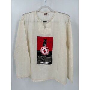 Kakeenanag Made in Thailand Lightweight Tunic Black Cat Size Large Long Sleeve